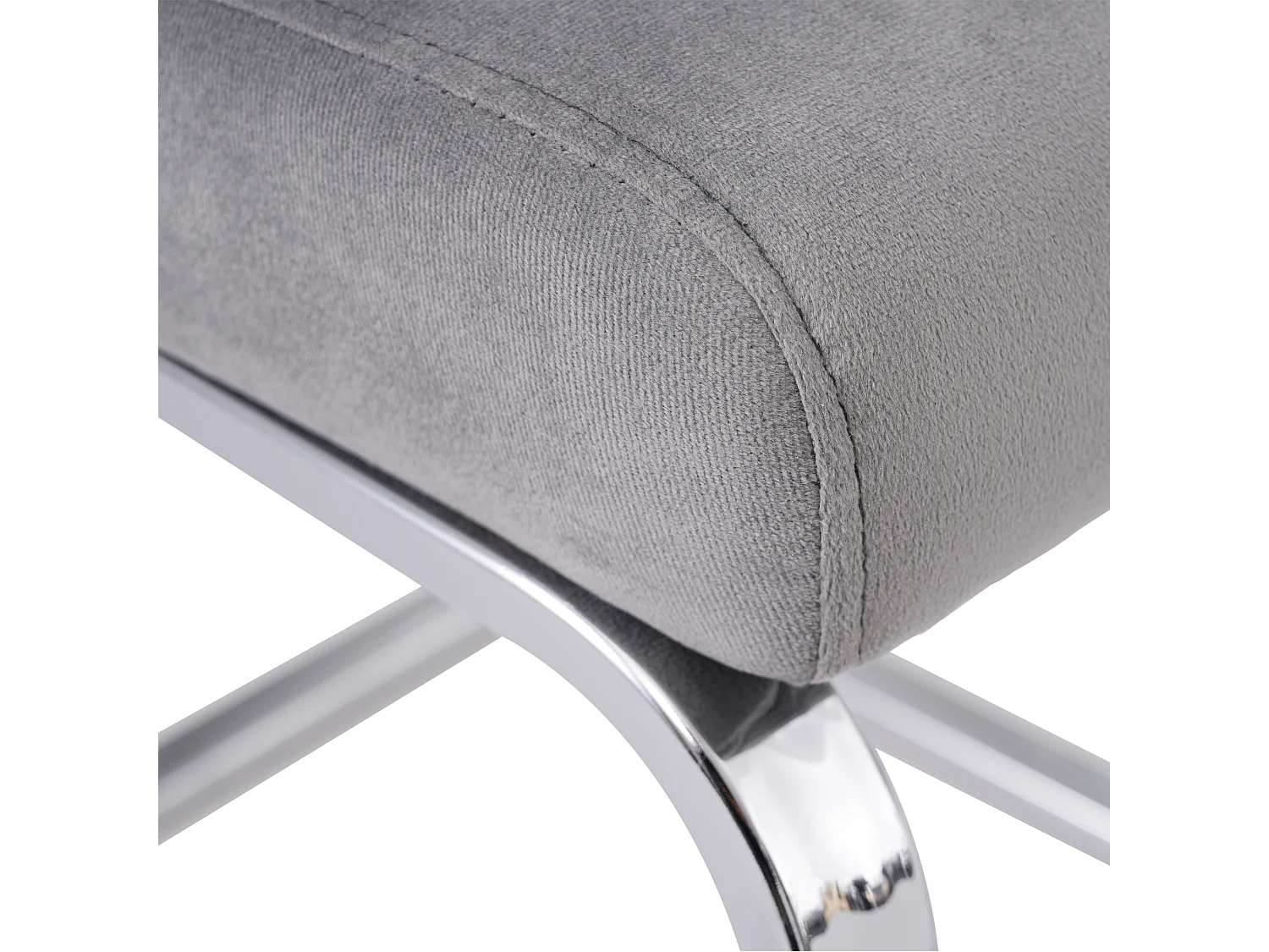 Lot de 2 chaises de salle à manger - velours gris - avec dossier rembourré et pieds en métal argenté