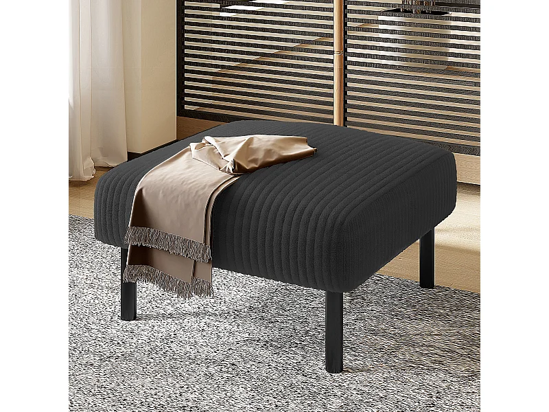 Quadratischer Stuhl - Fußhocker mit Metallrahmen - cord - grau - für wohnzimmer