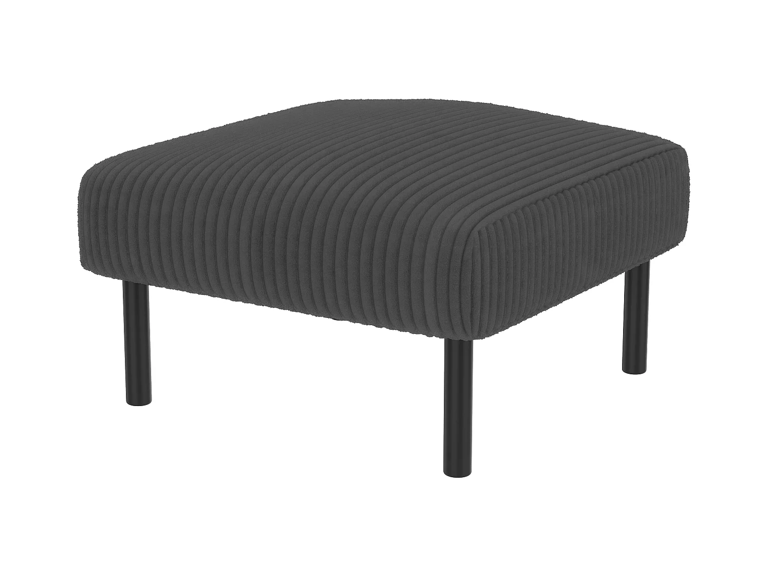 Chaise carrée - Repose-pieds avec structure en métal - velours côtelé - gris - pour salon