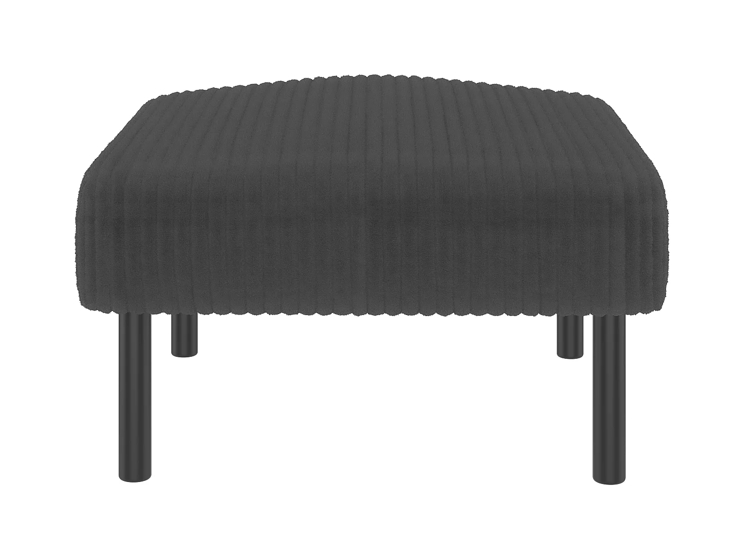 Chaise carrée - Repose-pieds avec structure en métal - velours côtelé - gris - pour salon