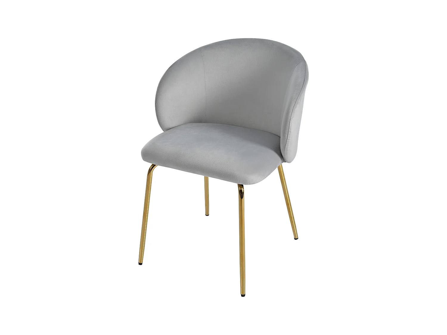 Juego de 4 sillas de comedor - Sillas con reposabrazos y patas de metal dorado - terciopelo gris