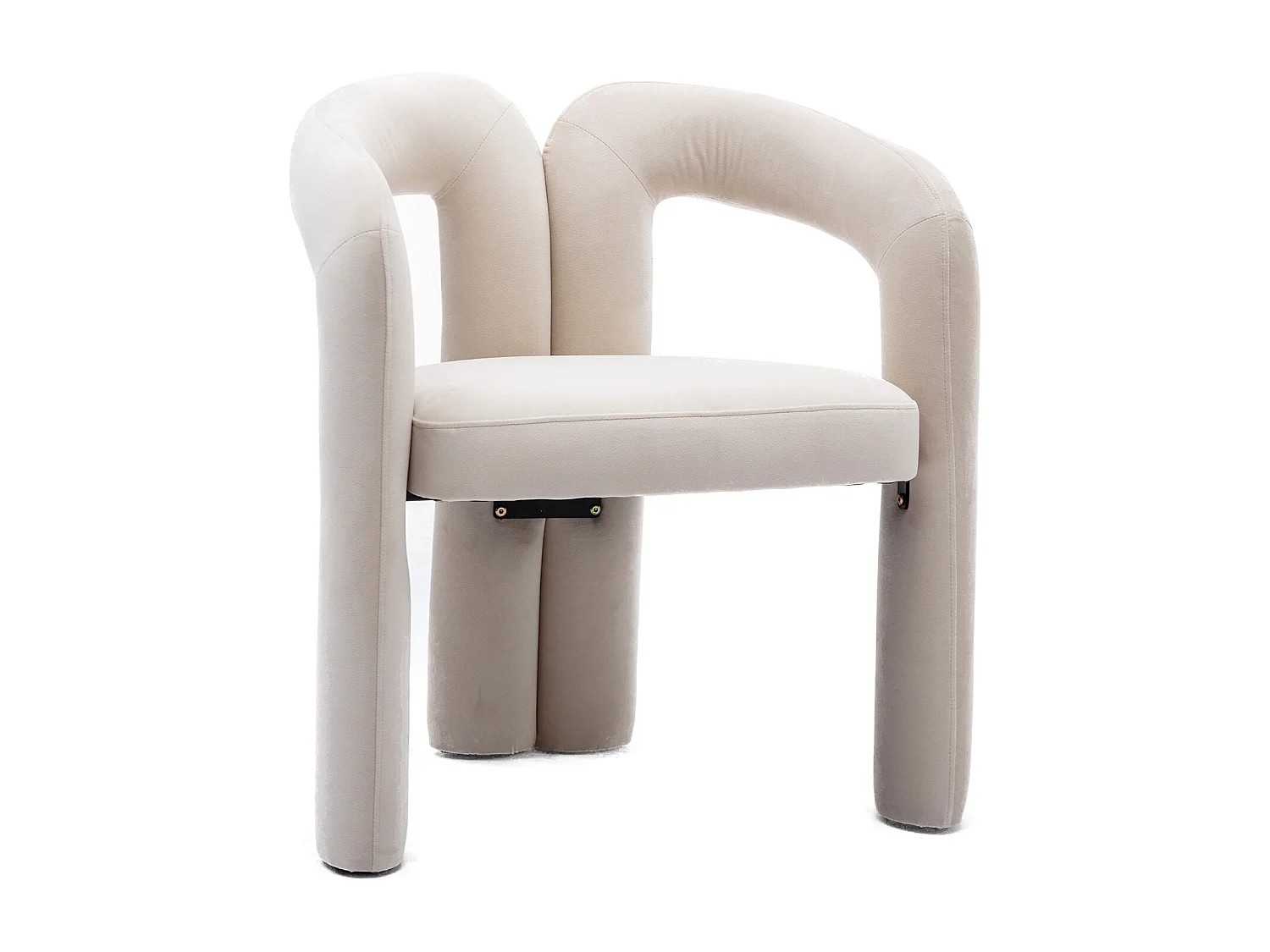Set van 2 eetkamerstoelen - beige fluweel - met armleuningen - voor slaapkamer en woonkamer