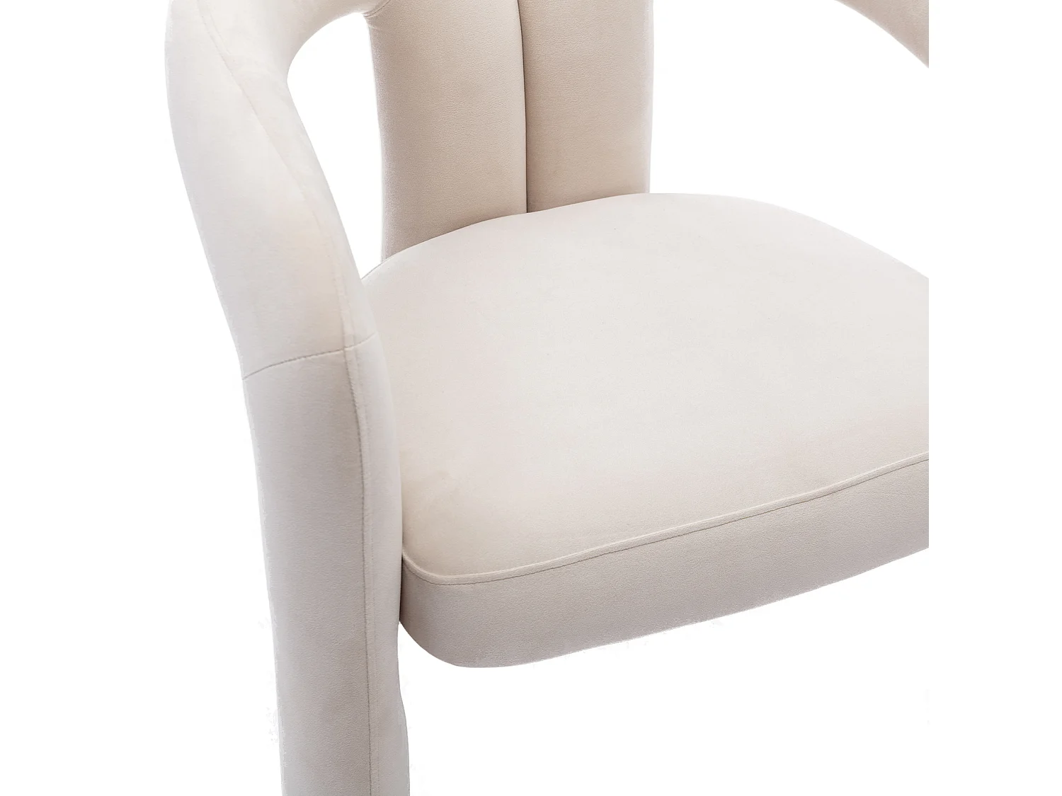 Set van 2 eetkamerstoelen - beige fluweel - met armleuningen - voor slaapkamer en woonkamer