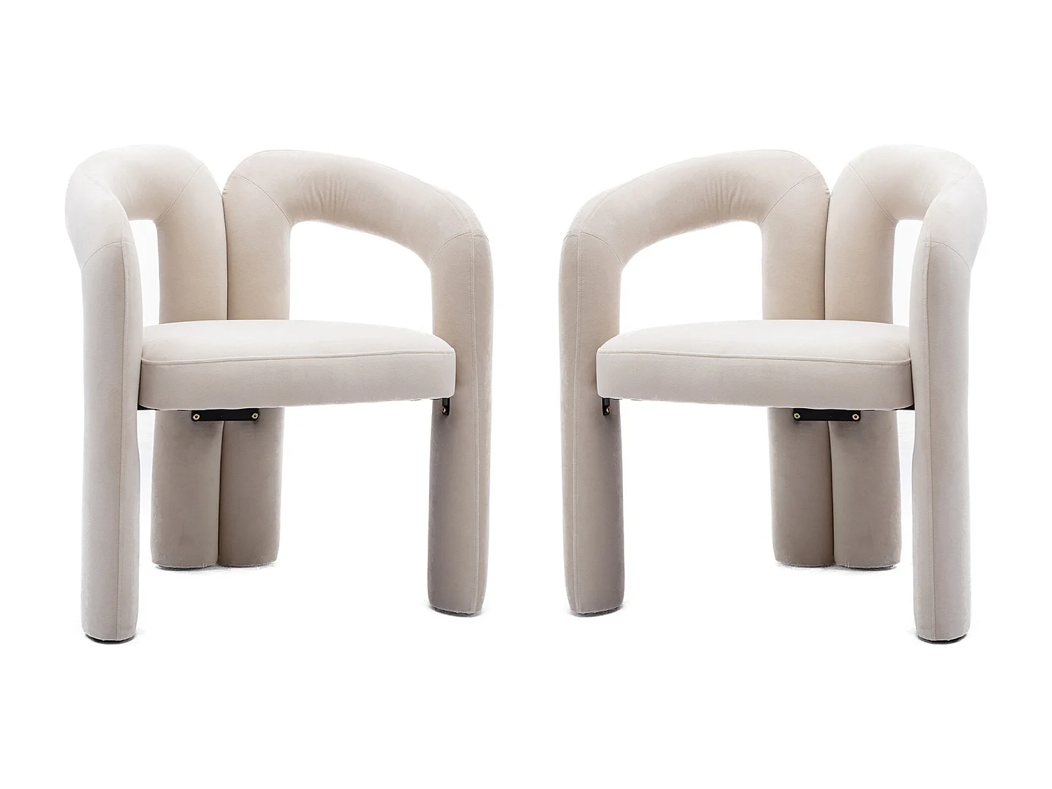 Juego de 2 sillas de comedor - terciopelo beige - con reposabrazos - para dormitorio y salón