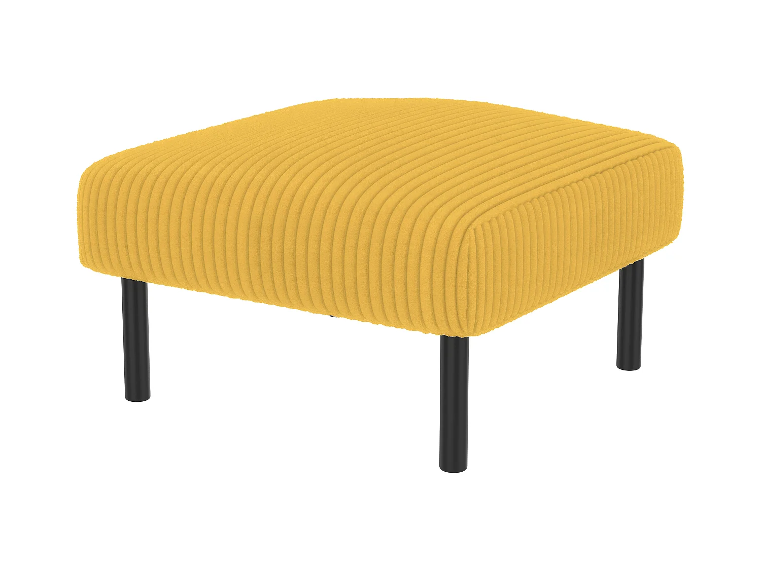 Chaise carrée - Repose-pieds avec structure en métal - velours côtelé - jaune - pour salon