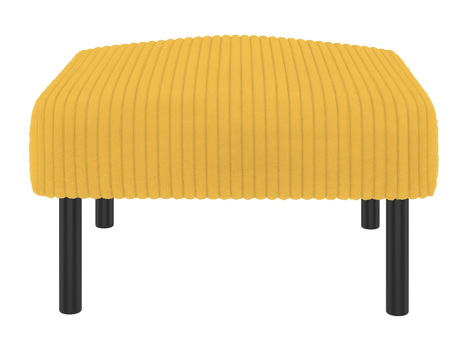 Chaise carrée - Repose-pieds avec structure en métal - velours côtelé - jaune - pour salon