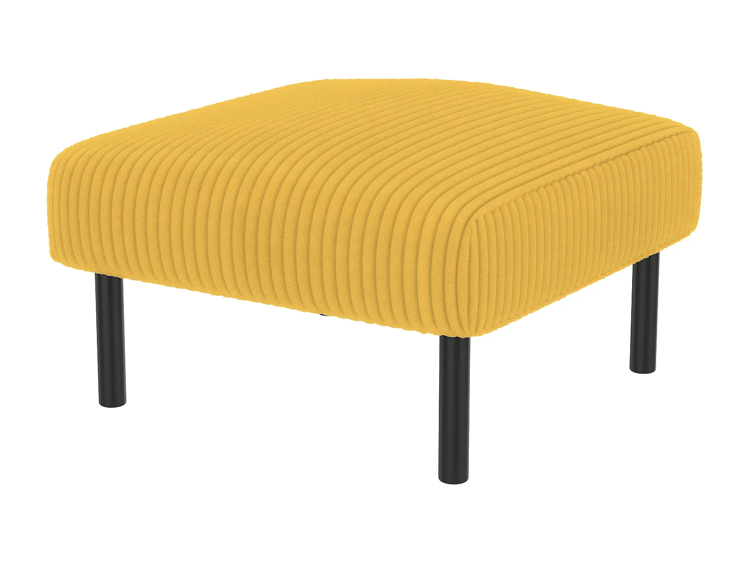 Chaise carrée - Repose-pieds avec structure en métal - velours côtelé - jaune - pour salon