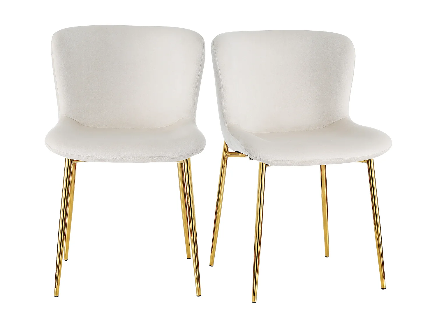 Lot de 2 chaises de salle à manger - Chaise avec dossier et quatre pieds en métal - velours beige