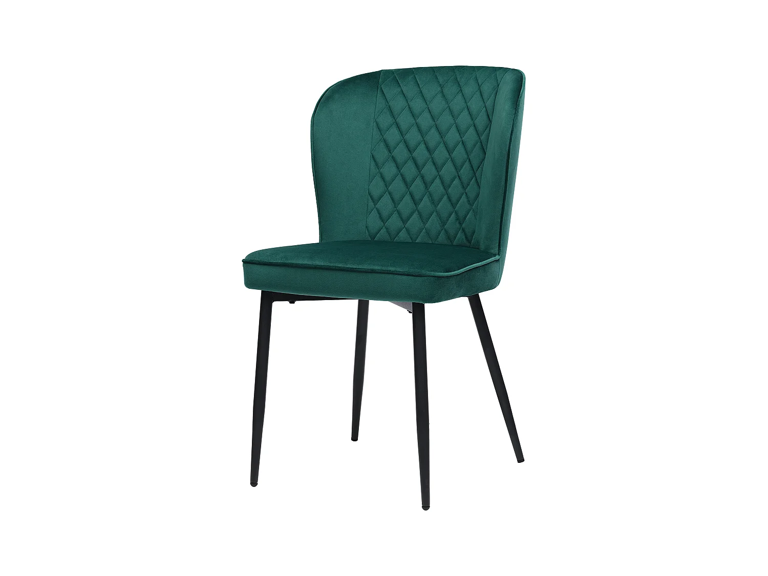 Lot de 2 chaises de salle à manger - velours vert - avec structure en métal et dossier rembourré