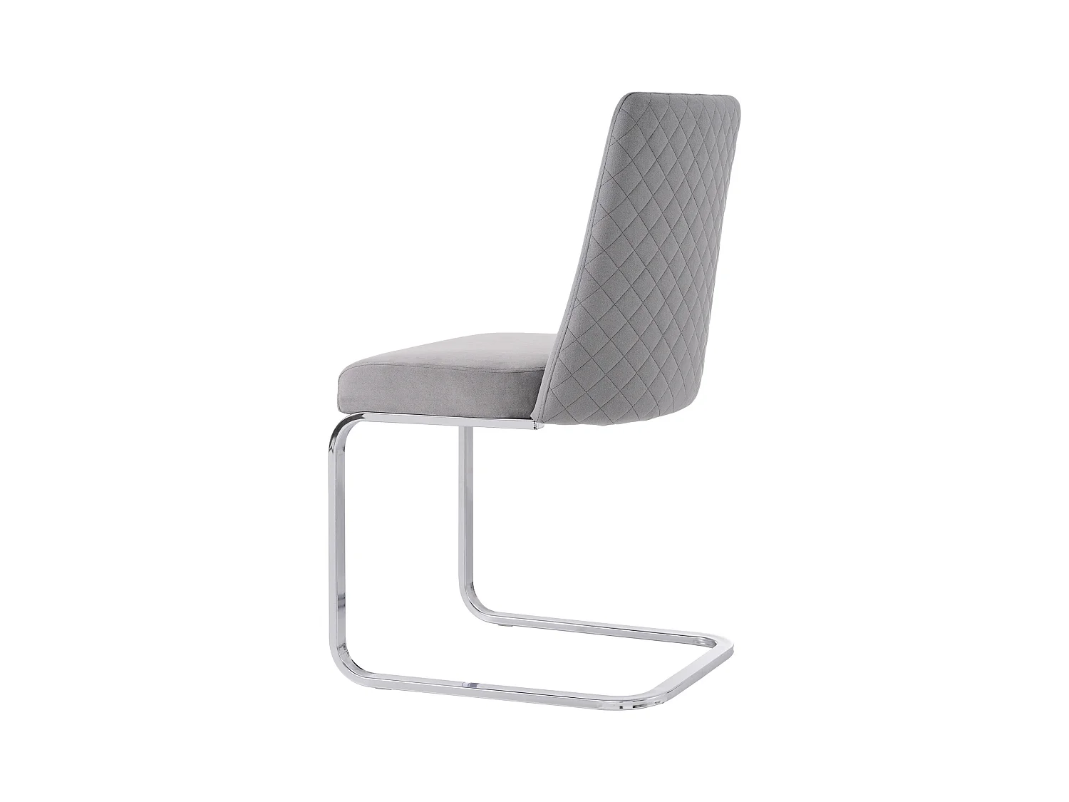 Juego de 4 sillas de comedor - terciopelo gris - con respaldo acolchado y patas de metal plateado