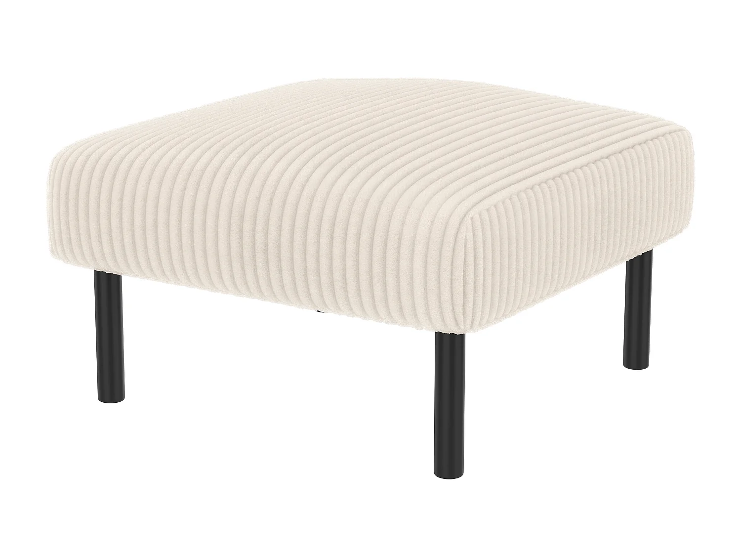 Chaise carrée - Repose-pieds avec structure en métal - velours côtelé - beige - pour salon