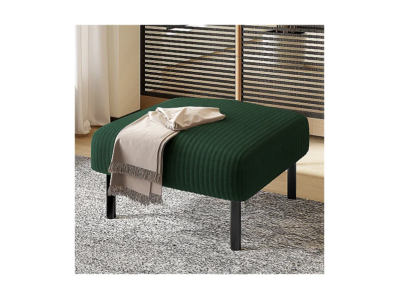 Quadratischer Stuhl - Fußhocker mit Metallgestell - cord - grün - fürs wohnzimmer