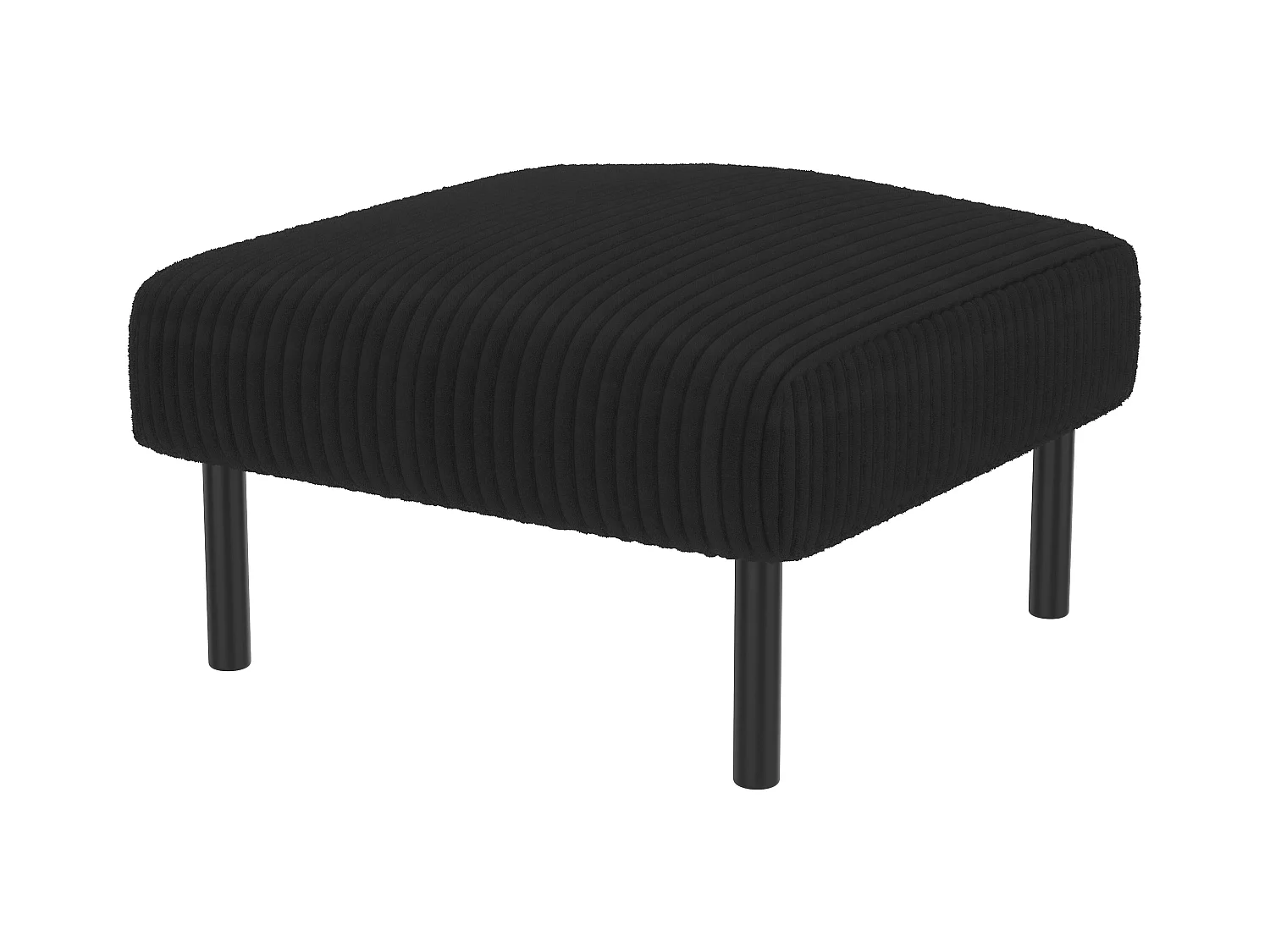 Chaise carrée - Repose-pieds avec structure en métal - velours côtelé - noir - pour salon