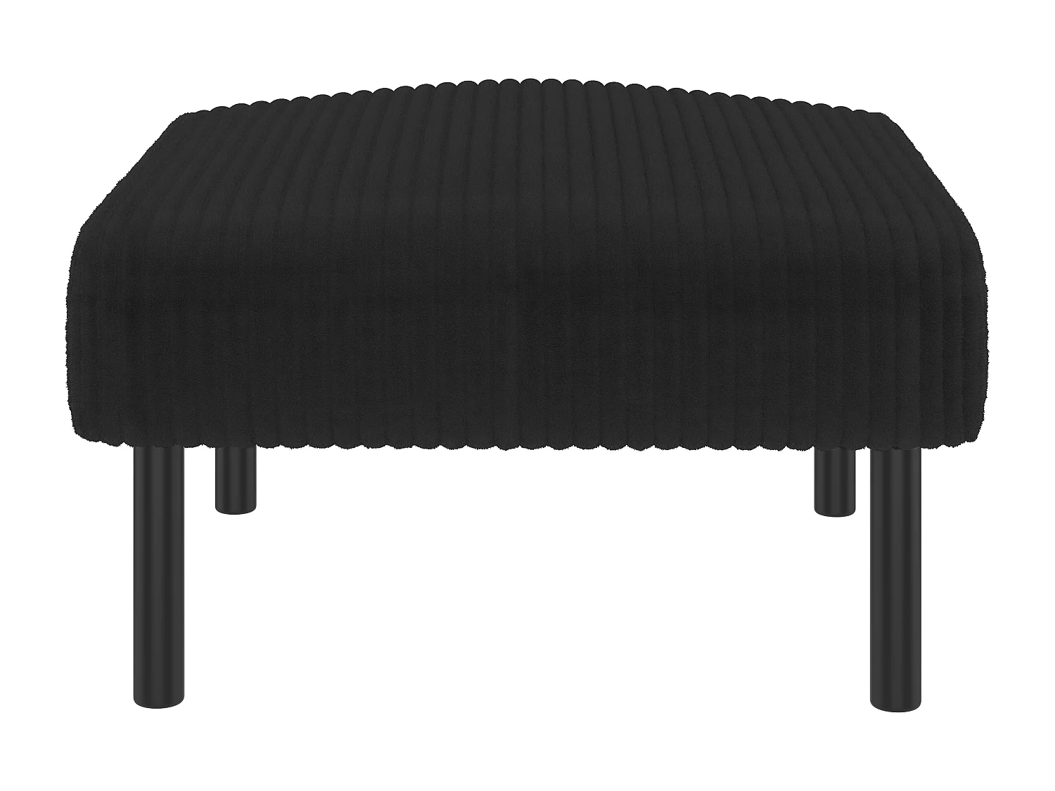 Chaise carrée - Repose-pieds avec structure en métal - velours côtelé - noir - pour salon