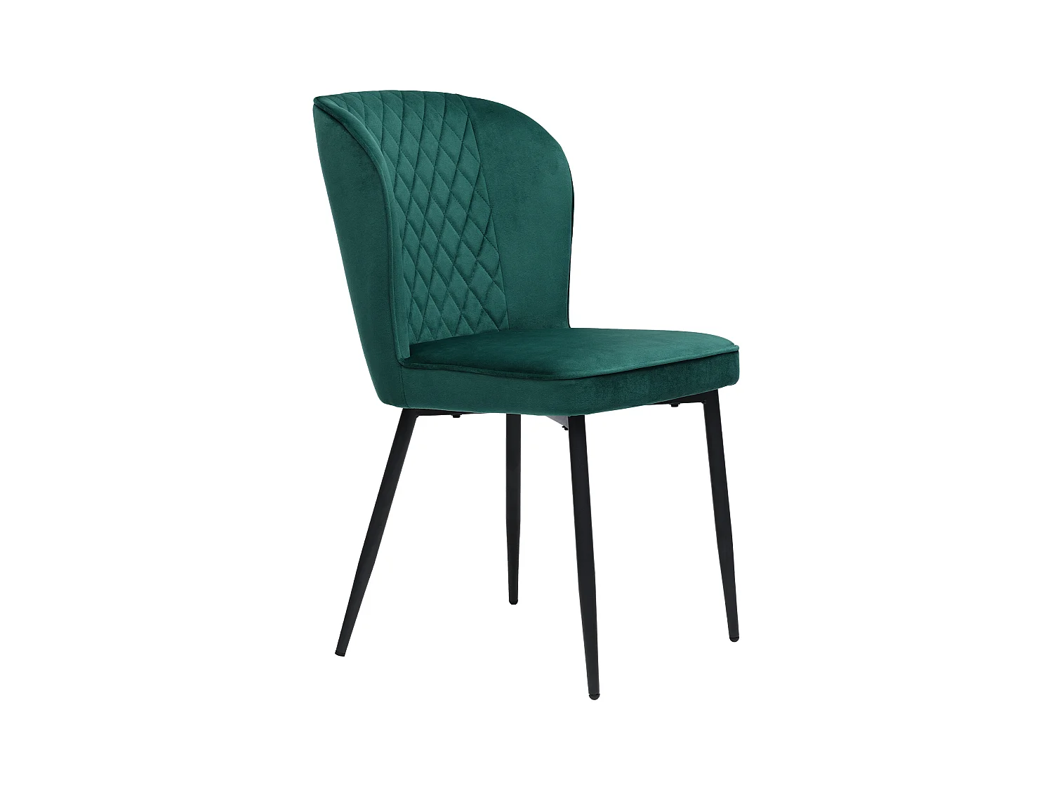 Juego de 4 sillas de comedor - terciopelo verde - con estructura de metal y respaldo acolchado