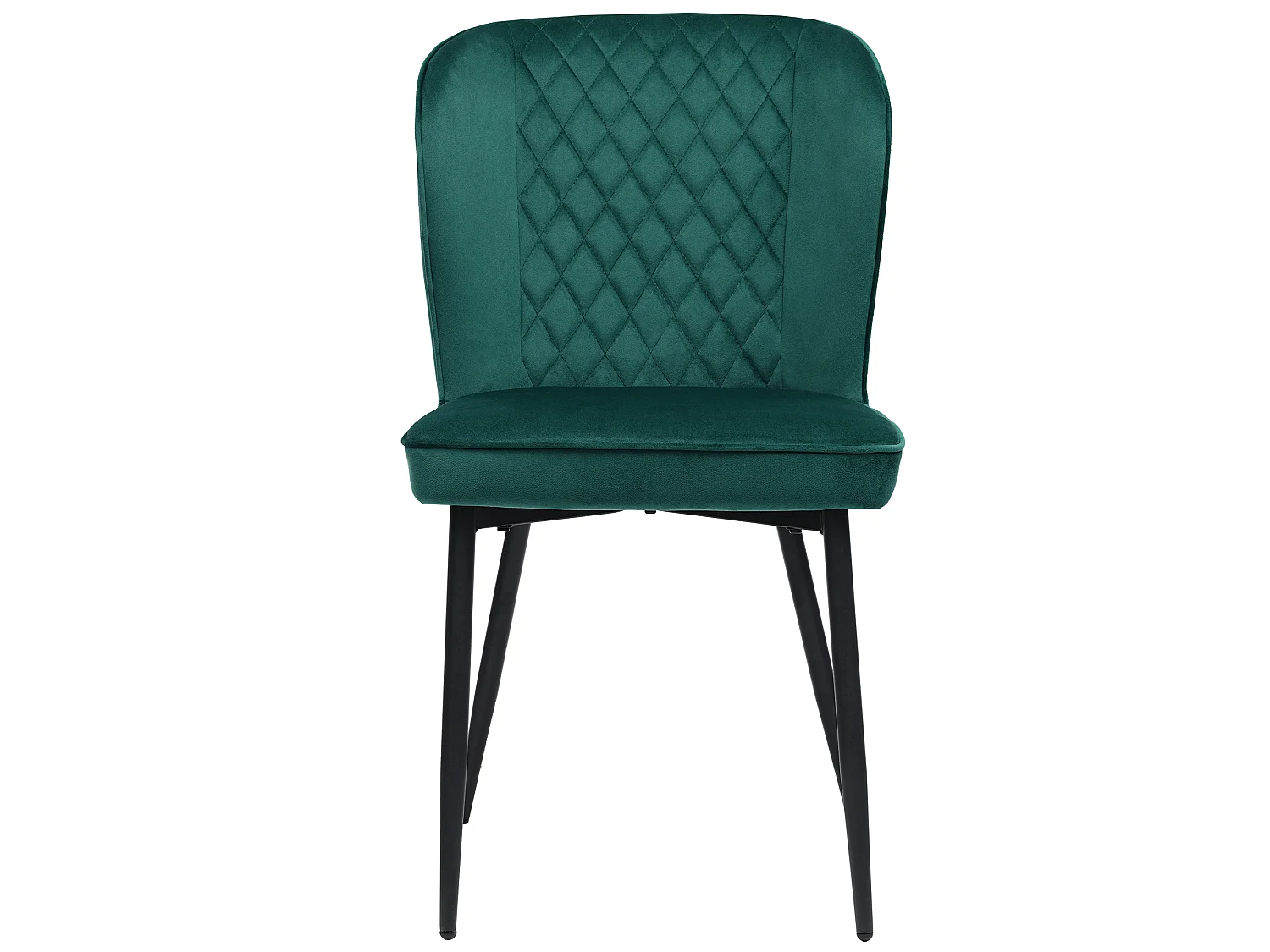 Lot de 4 chaises de salle à manger - velours vert - avec structure en métal et dossier rembourré