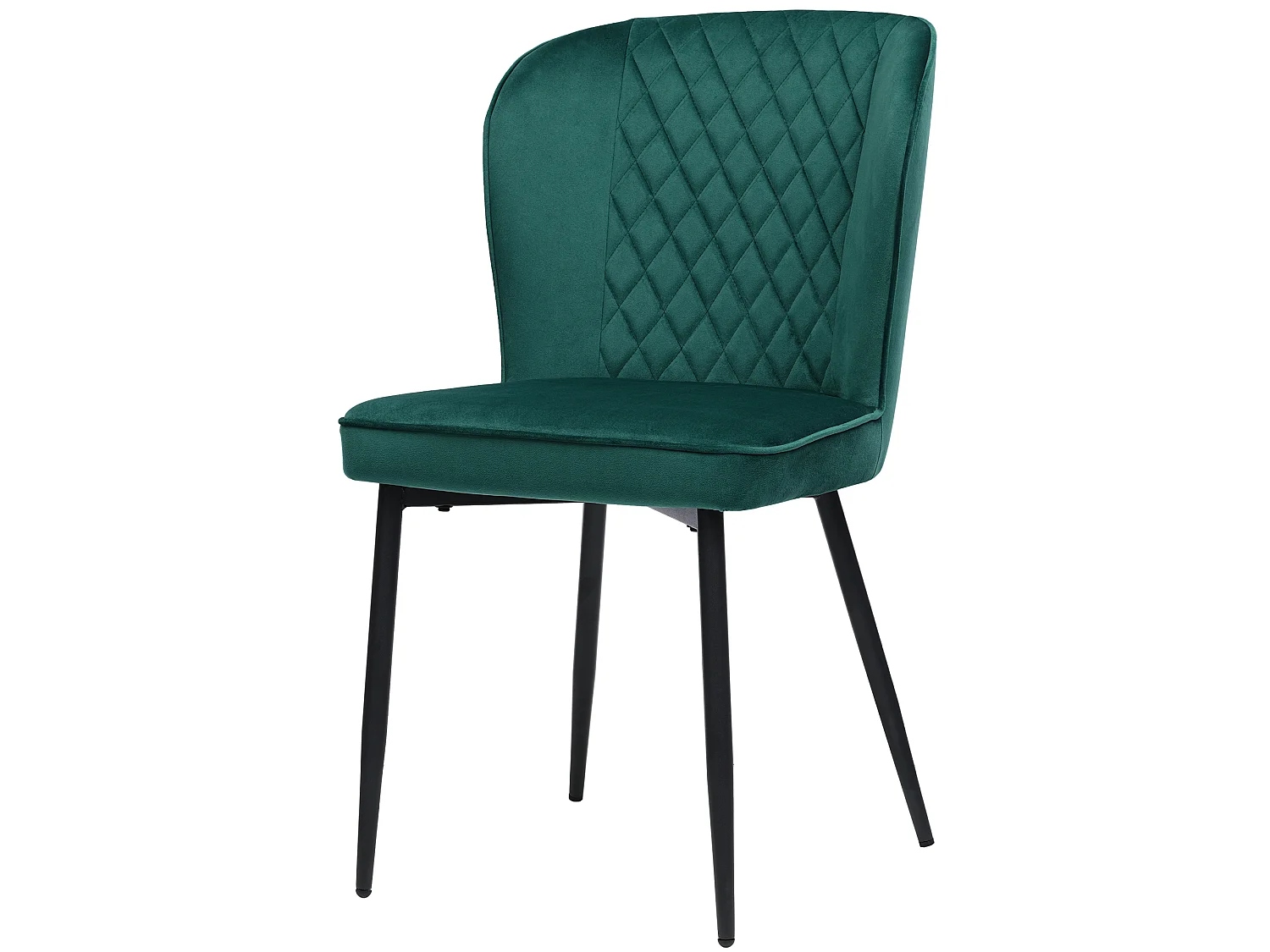 Lot de 4 chaises de salle à manger - velours vert - avec structure en métal et dossier rembourré