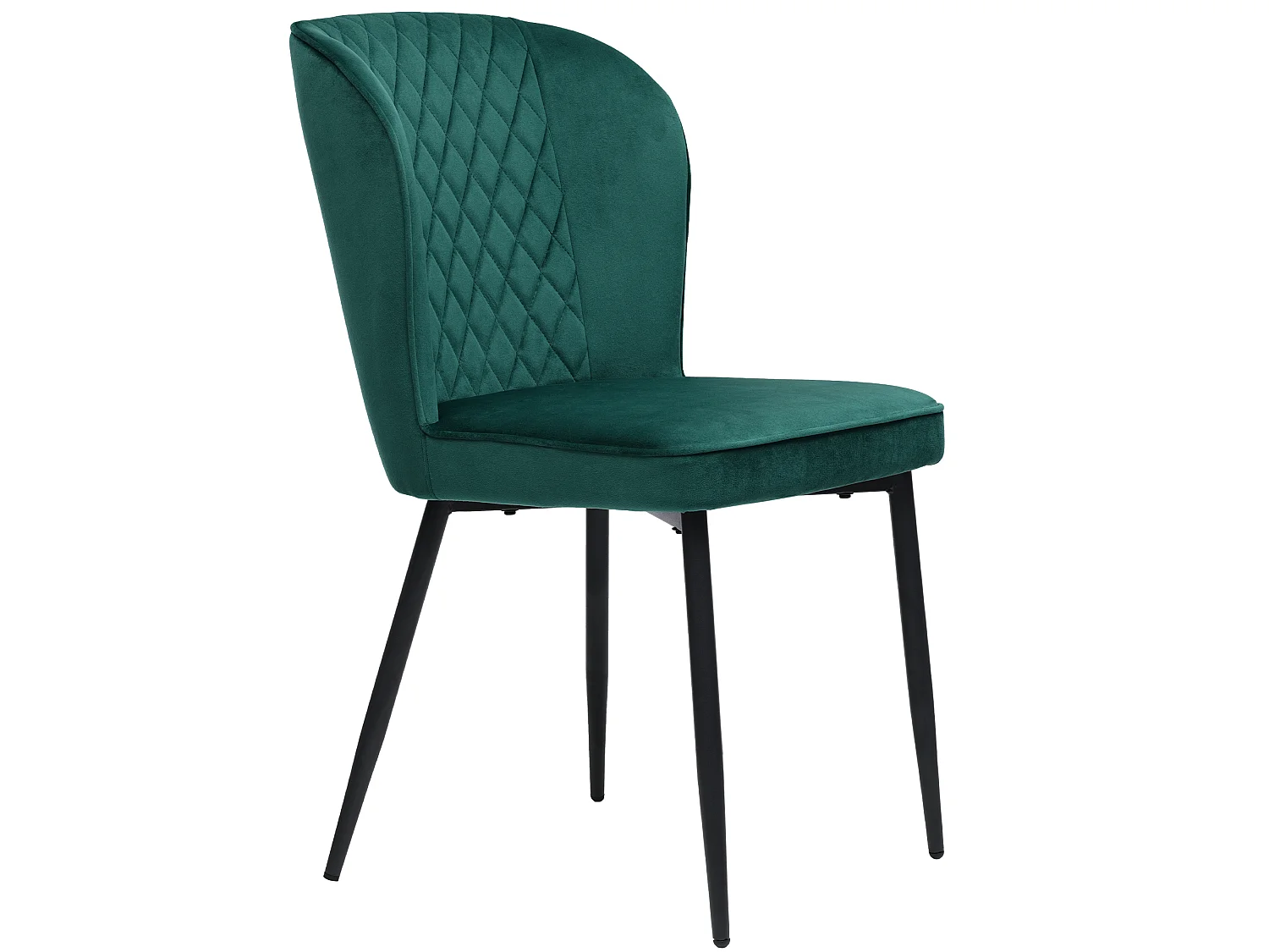 Lot de 4 chaises de salle à manger - velours vert - avec structure en métal et dossier rembourré