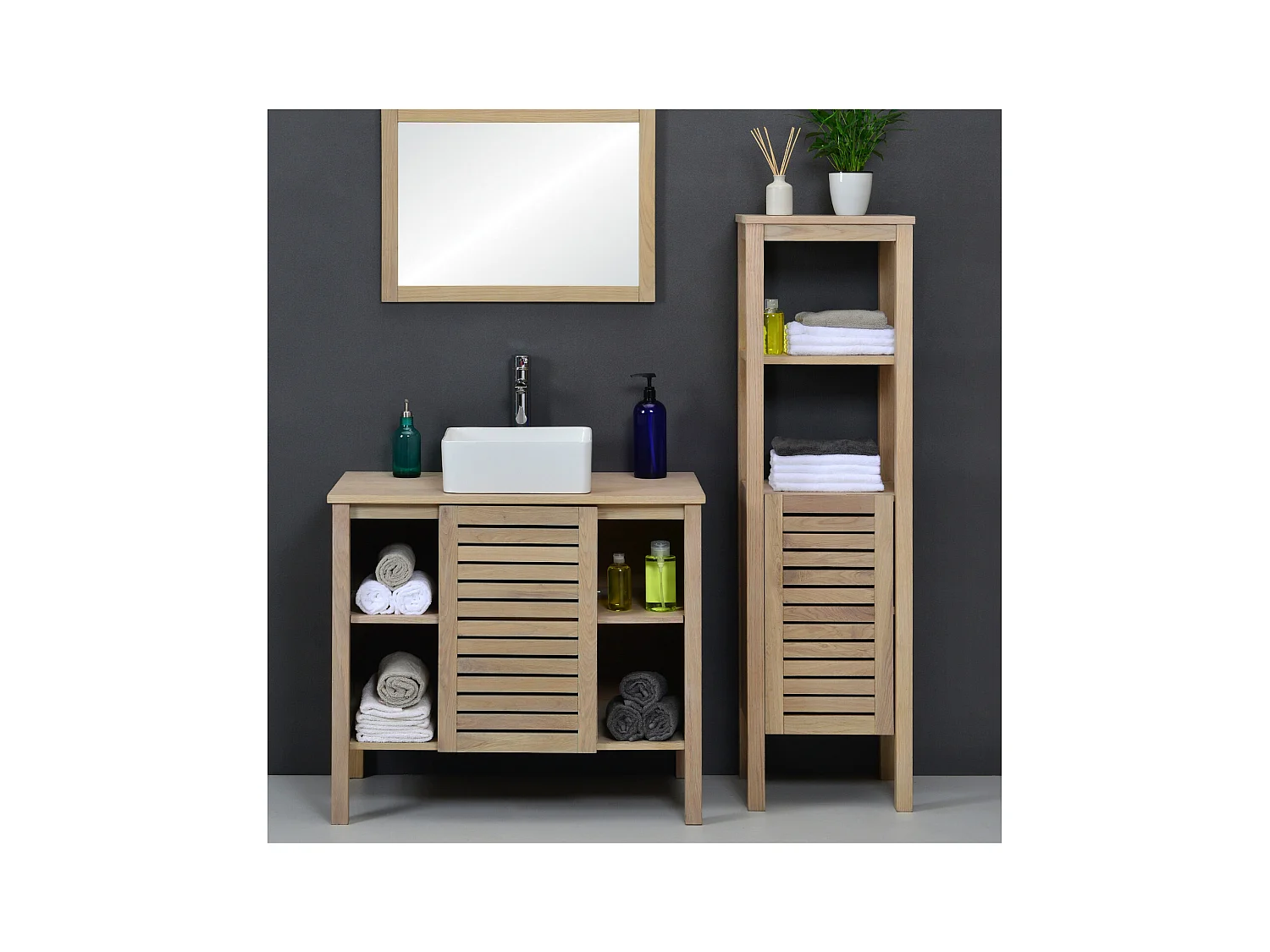 Mueble doble vasca L.120 x H.78 x P.50 cm chapa roble Azzura