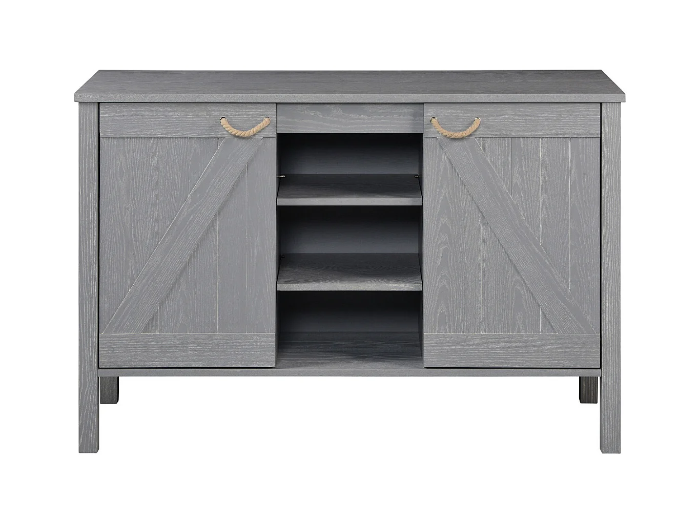 LUZIA Doppelwaschbecken-Badezimmerschrank B.120 x H.78 x T.50 cm, graue Eiche