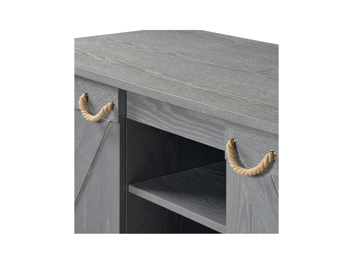 LUZIA Doppelwaschbecken-Badezimmerschrank B.120 x H.78 x T.50 cm, graue Eiche