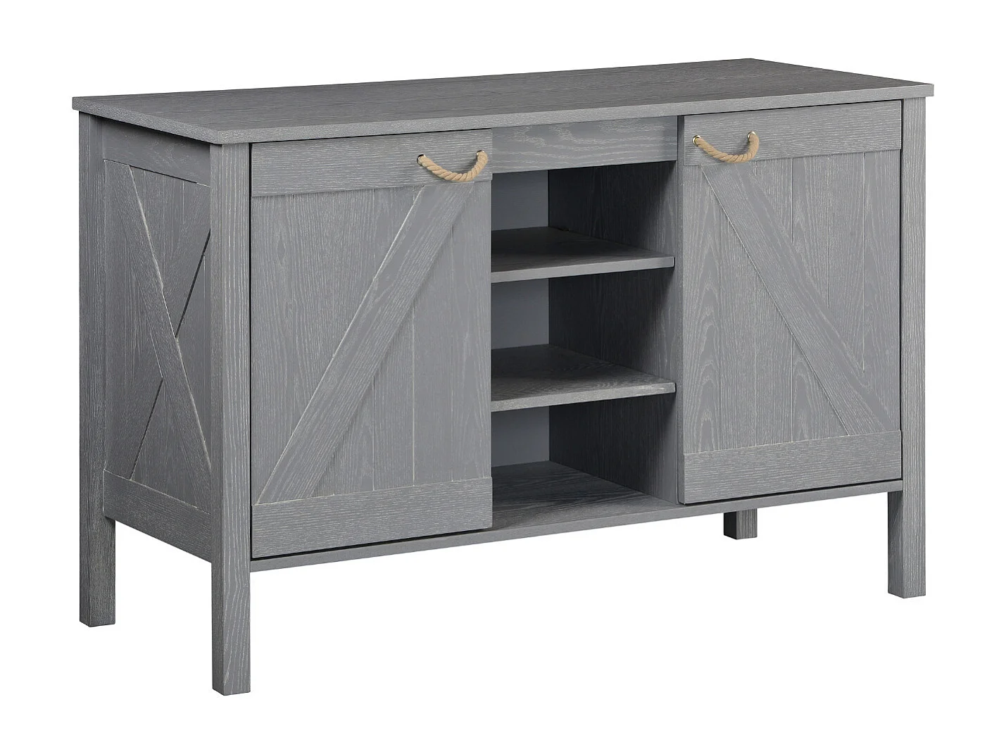 LUZIA Doppelwaschbecken-Badezimmerschrank B.120 x H.78 x T.50 cm, graue Eiche