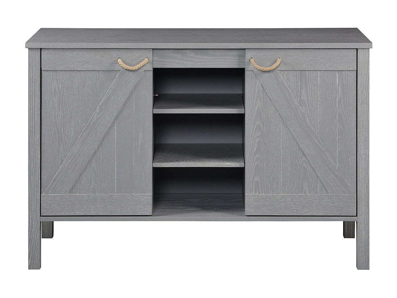 LUZIA Doppelwaschbecken-Badezimmerschrank B.120 x H.78 x T.50 cm, graue Eiche