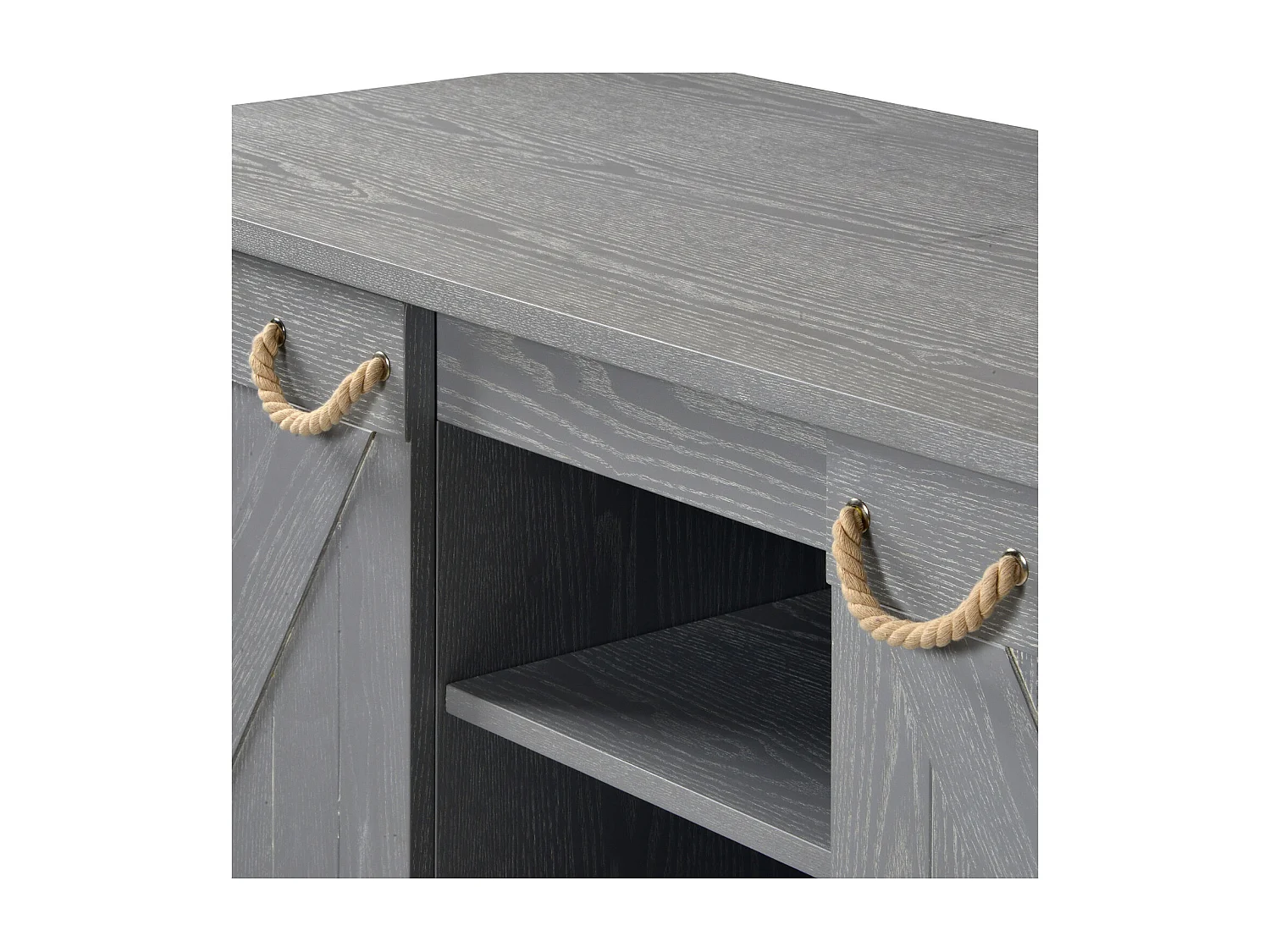 LUZIA Doppelwaschbecken-Badezimmerschrank B.120 x H.78 x T.50 cm, graue Eiche