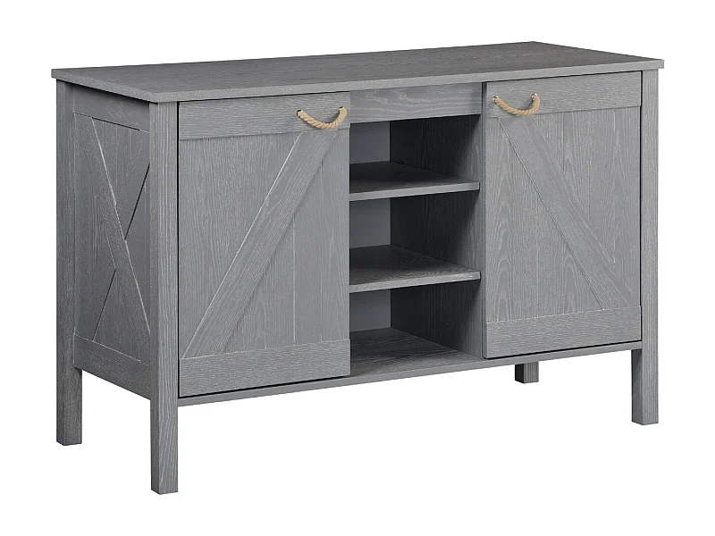 LUZIA Doppelwaschbecken-Badezimmerschrank B.120 x H.78 x T.50 cm, graue Eiche