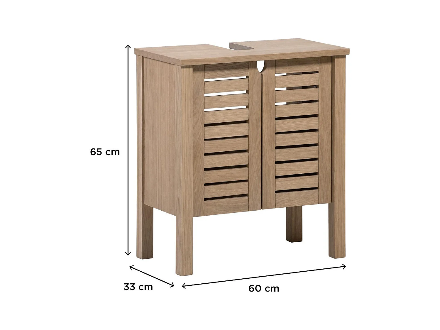 Mobile sotto lavabo L.60 x H.65 x P.33 cm impiallacciato rovere AZZURA
