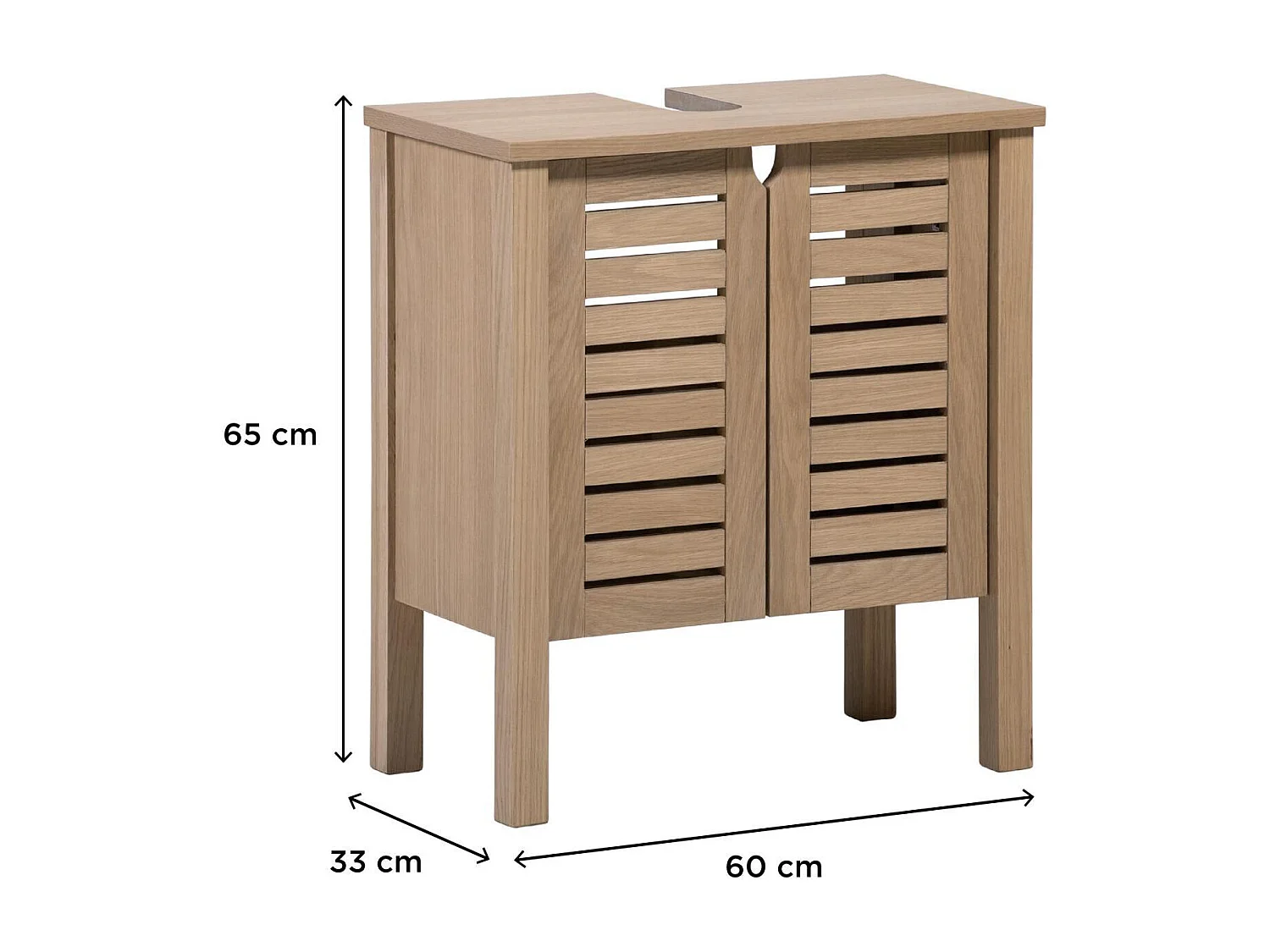 Mueble bajo lavabo L.60 x H.65 x P.33 cm chapa roble AZZURA