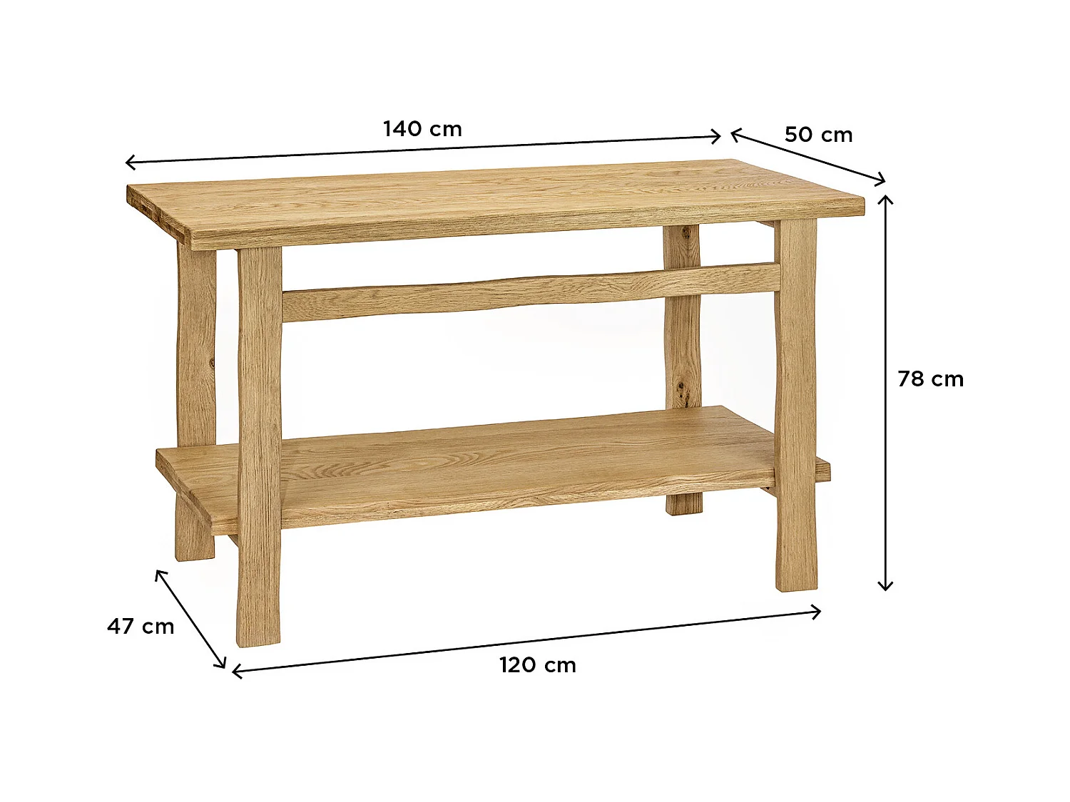 Mueble de baño OFICIO L.140 x H.78 x P.50 cm roble macizo antiguo