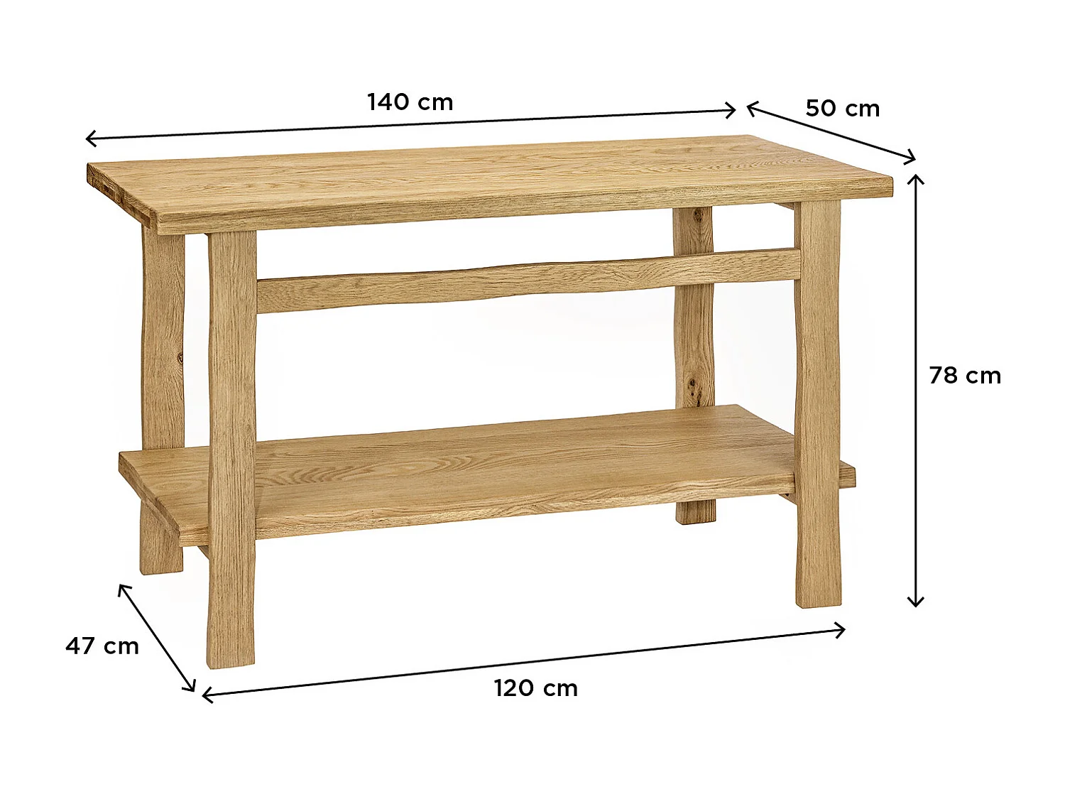 OFICIO Waschbeckenschrank L.140 x H.78 x T.50 cm aus gealterter massiver Eiche