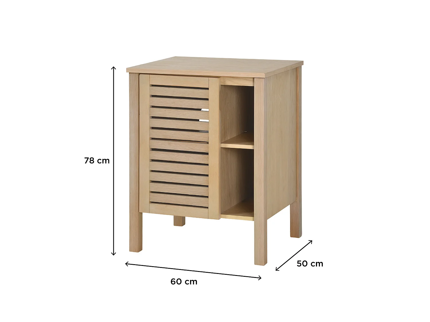 Meuble simple vasque sur pieds en chêne naturel 60 cm TALIX
