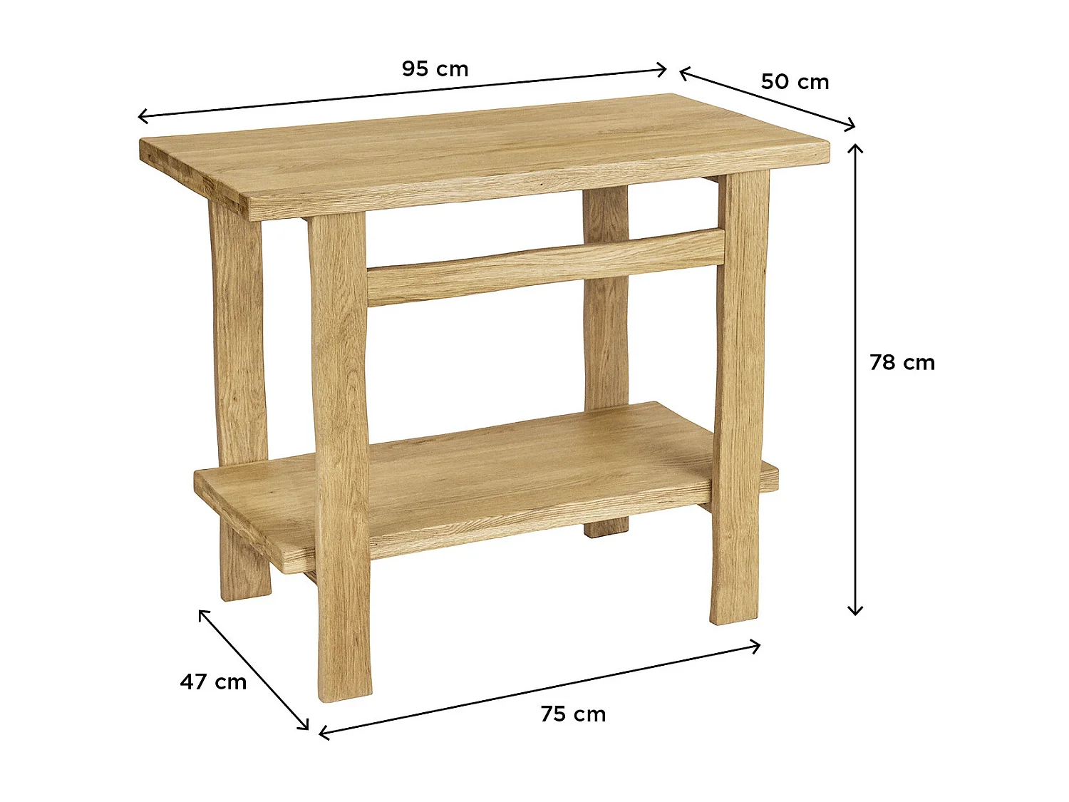 Mueble de baño OFICIO L.95 x H.78 x P.50 cm roble macizo antiguo