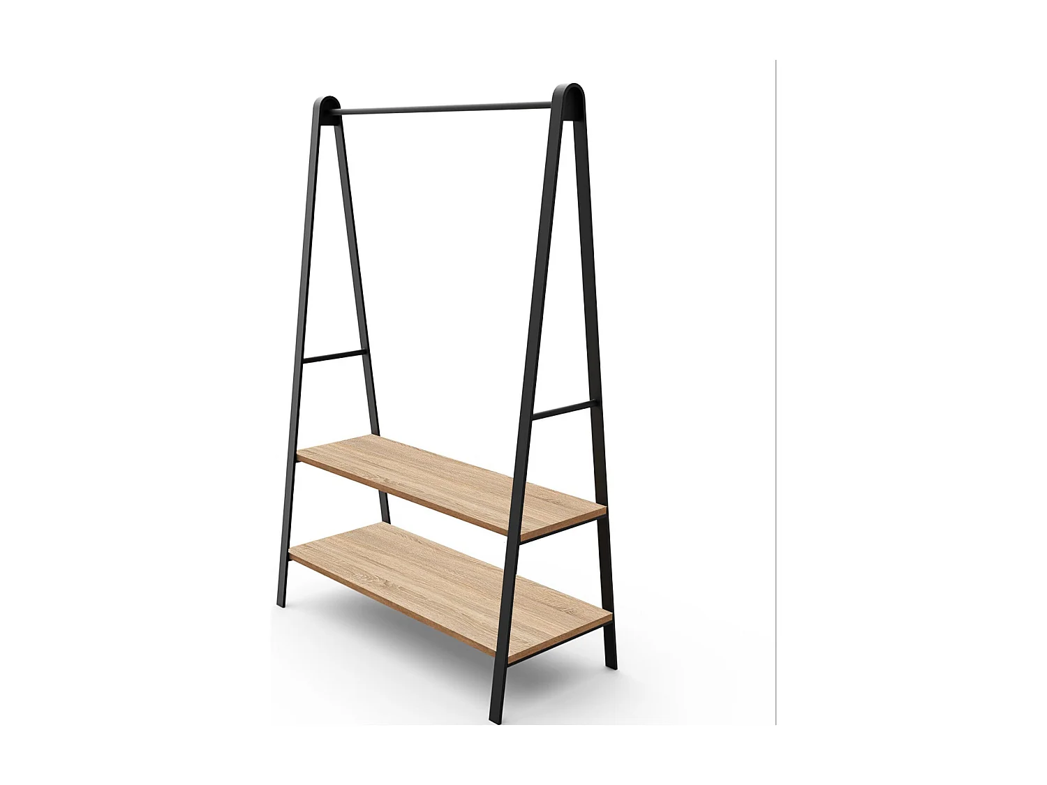 Perchero ARCO negro L.110 x H.170 x P.50 cm con estantes y barra