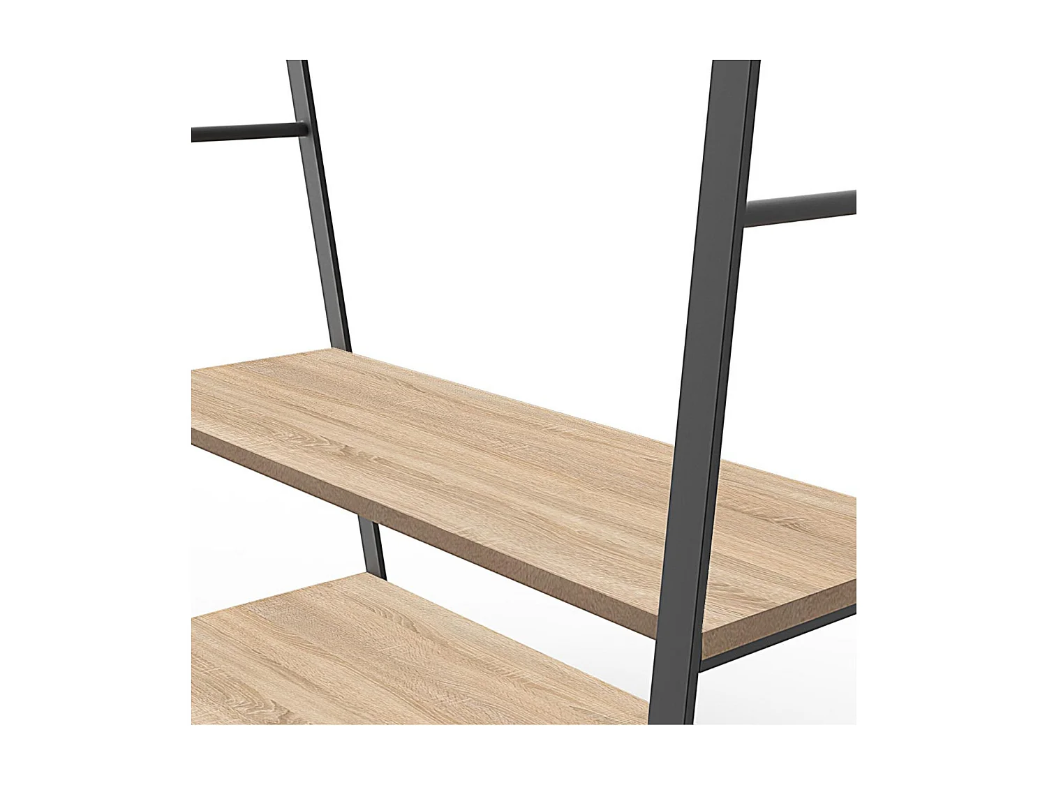 Perchero ARCO negro L.110 x H.170 x P.50 cm con estantes y barra