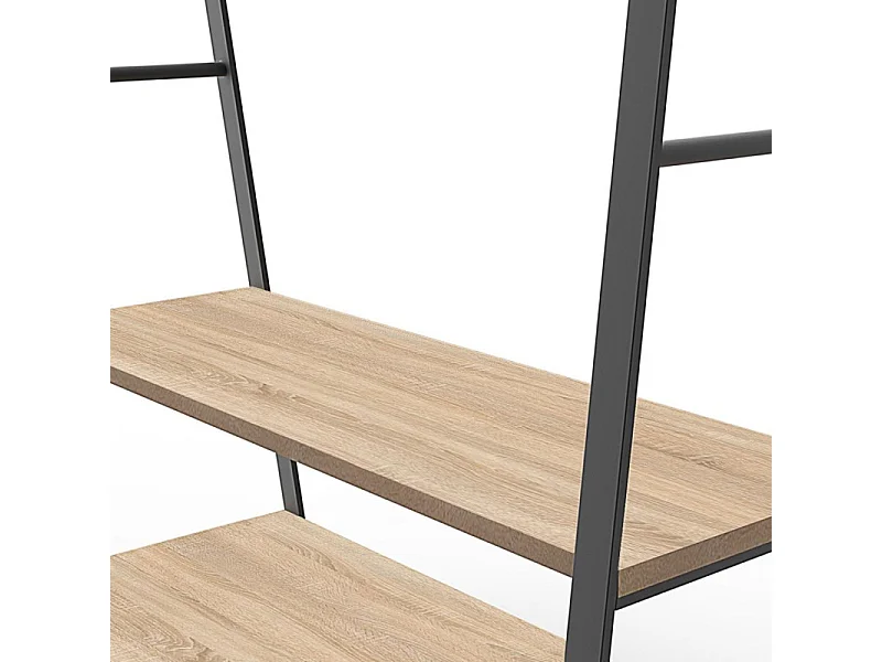 Cabideiro ARCO preto L.110 x A.170 x P.50 cm com prateleiras e vara
