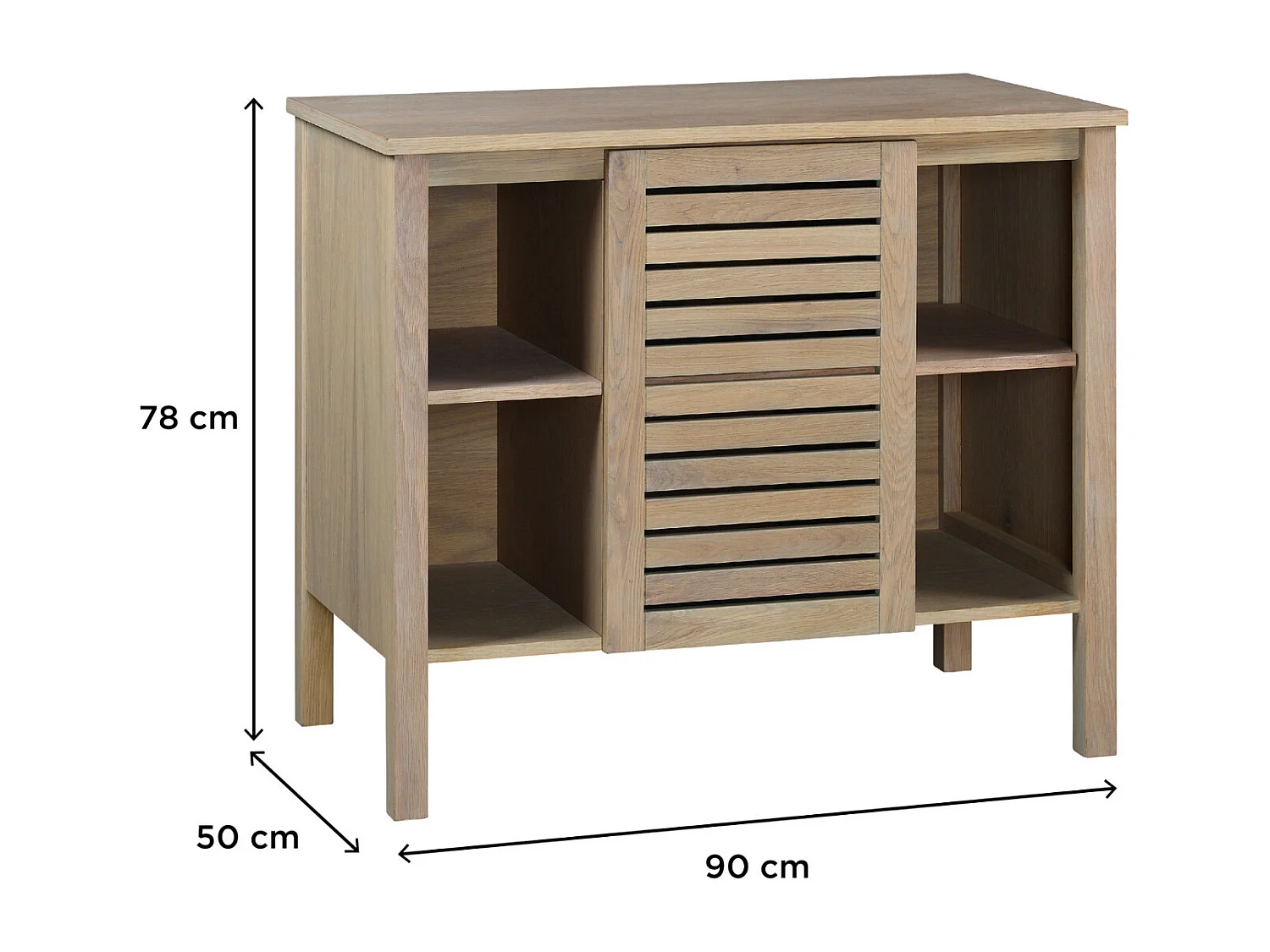 TALIX 90 cm Waschtischunterschrank aus Eiche Natur mit Einzelwaschbecken auf Beinen