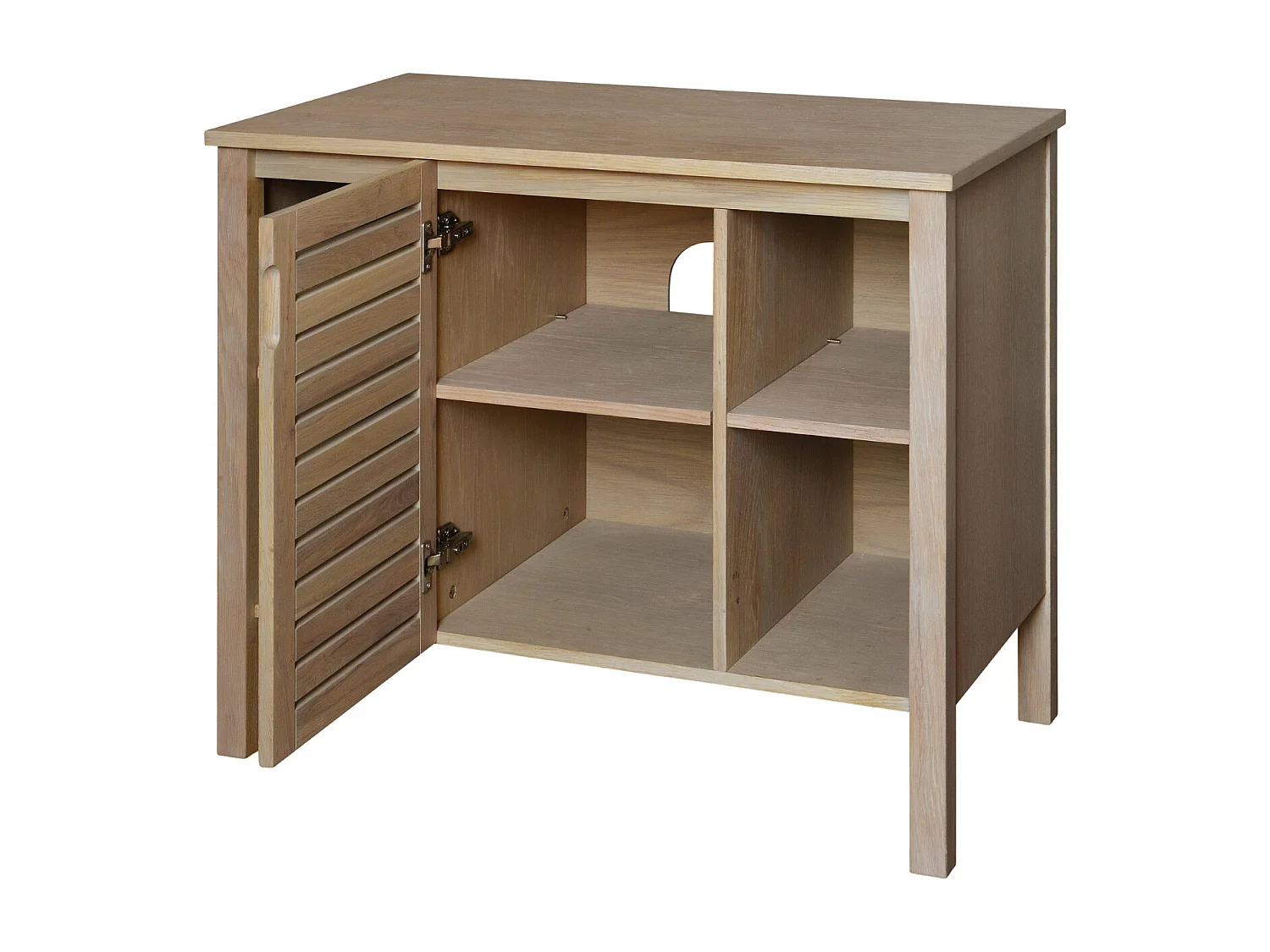 TALIX 90 cm Waschtischunterschrank aus Eiche Natur mit Einzelwaschbecken auf Beinen