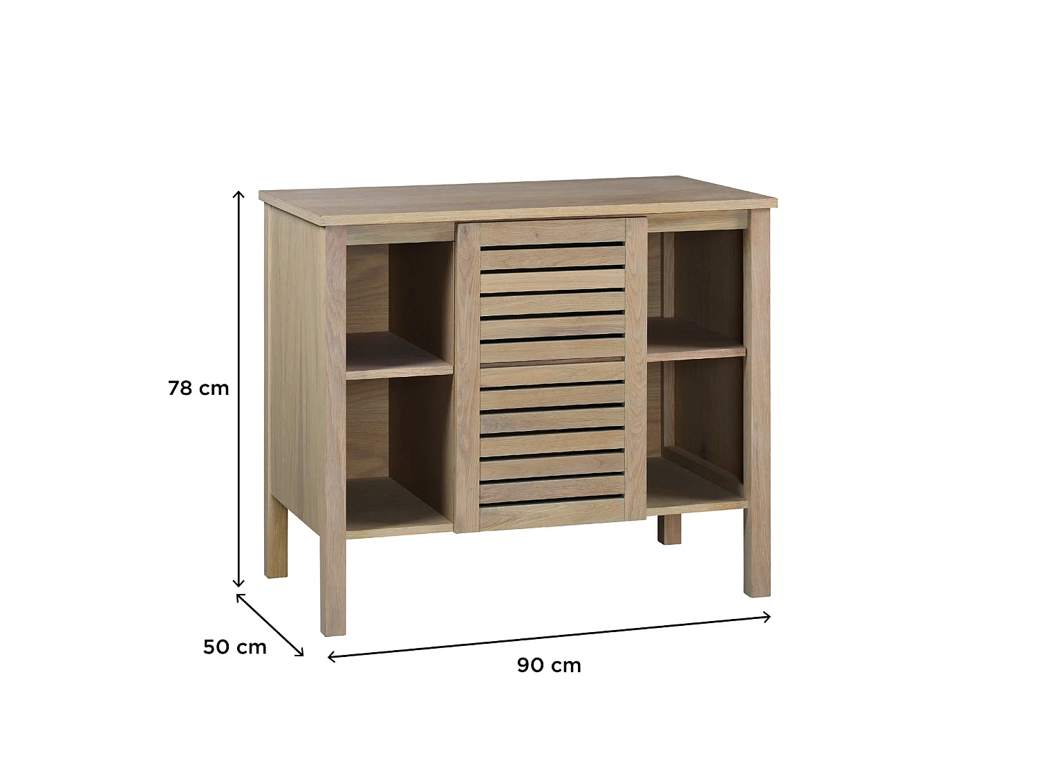 Meuble simple vasque sur pieds en chêne naturel 90 cm TALIX