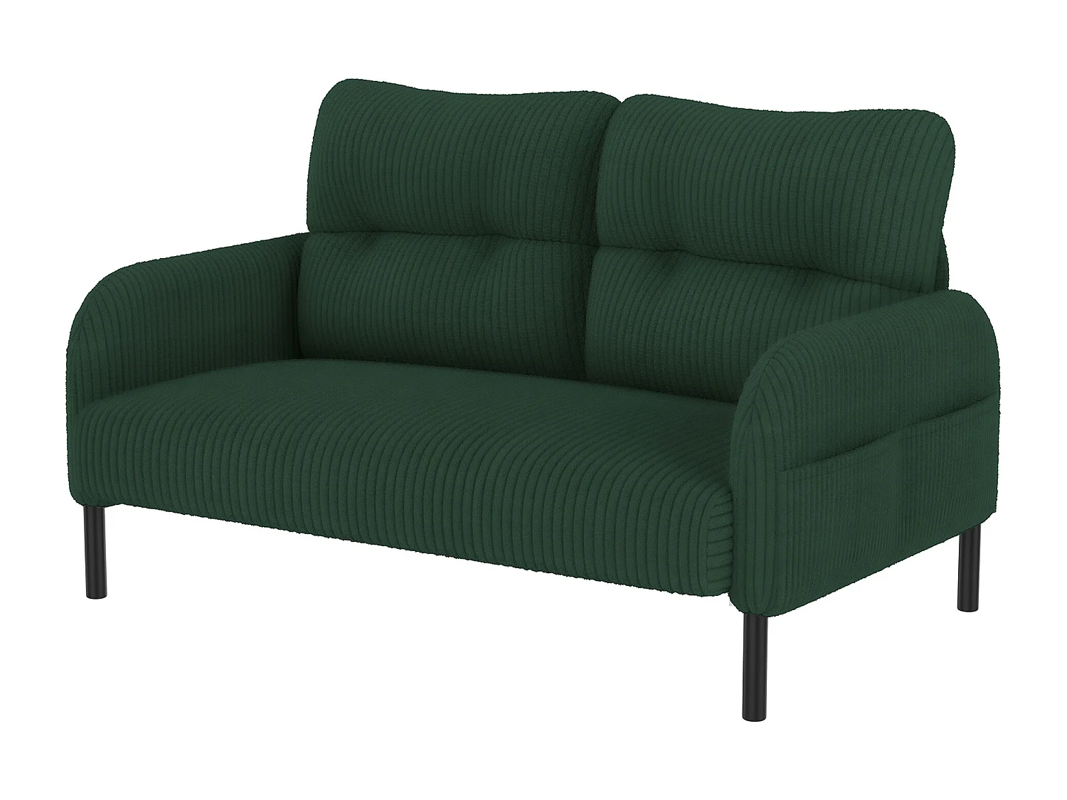 Ensemble de canapés vert - Canapé 2 places et canapé 1 place - avec repose-pieds et poches latérales - velours côtelé