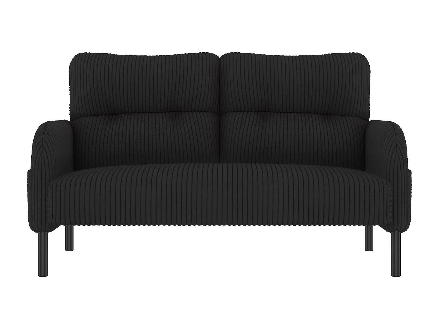 Zwarte bankset - 2-zitsbank & 1-zitsbank - met voetenbank en zijzakken - corduroy