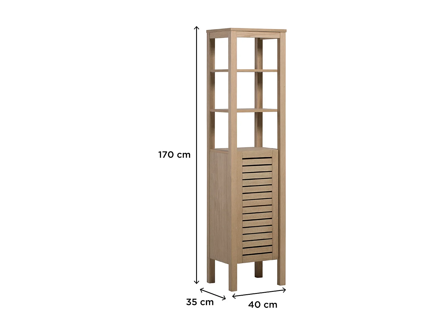 Columna de baño independiente de roble TALIX de 170 cm