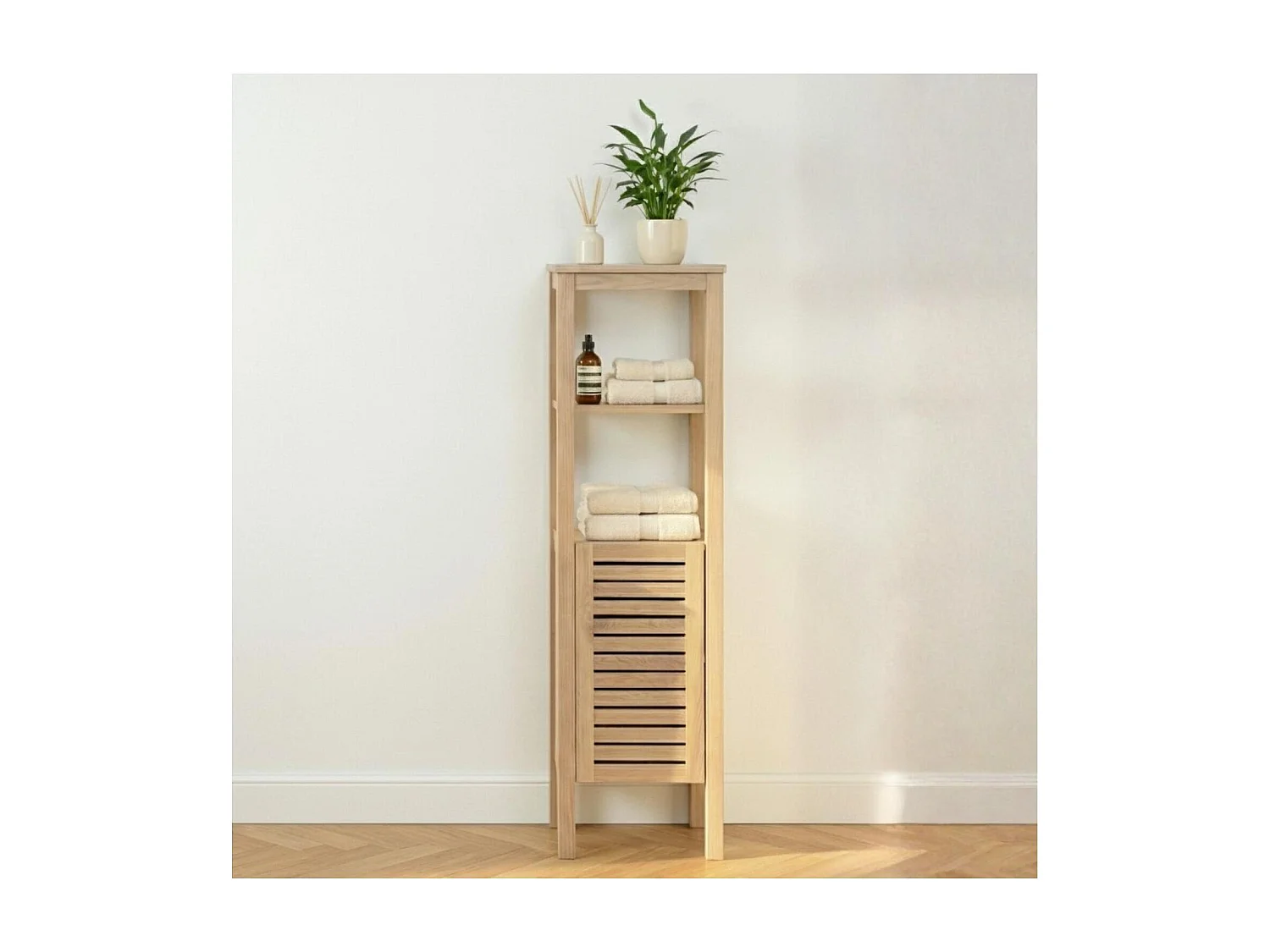 Columna de baño independiente de roble TALIX de 170 cm