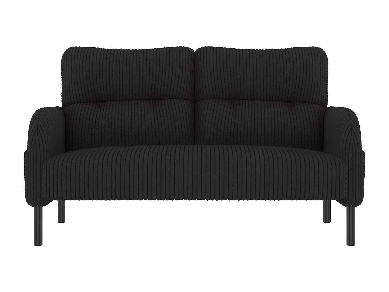 Canapé droit noir - Fauteuil avec dossier et poches latérales - velours côtelé - pour bureaux et salons