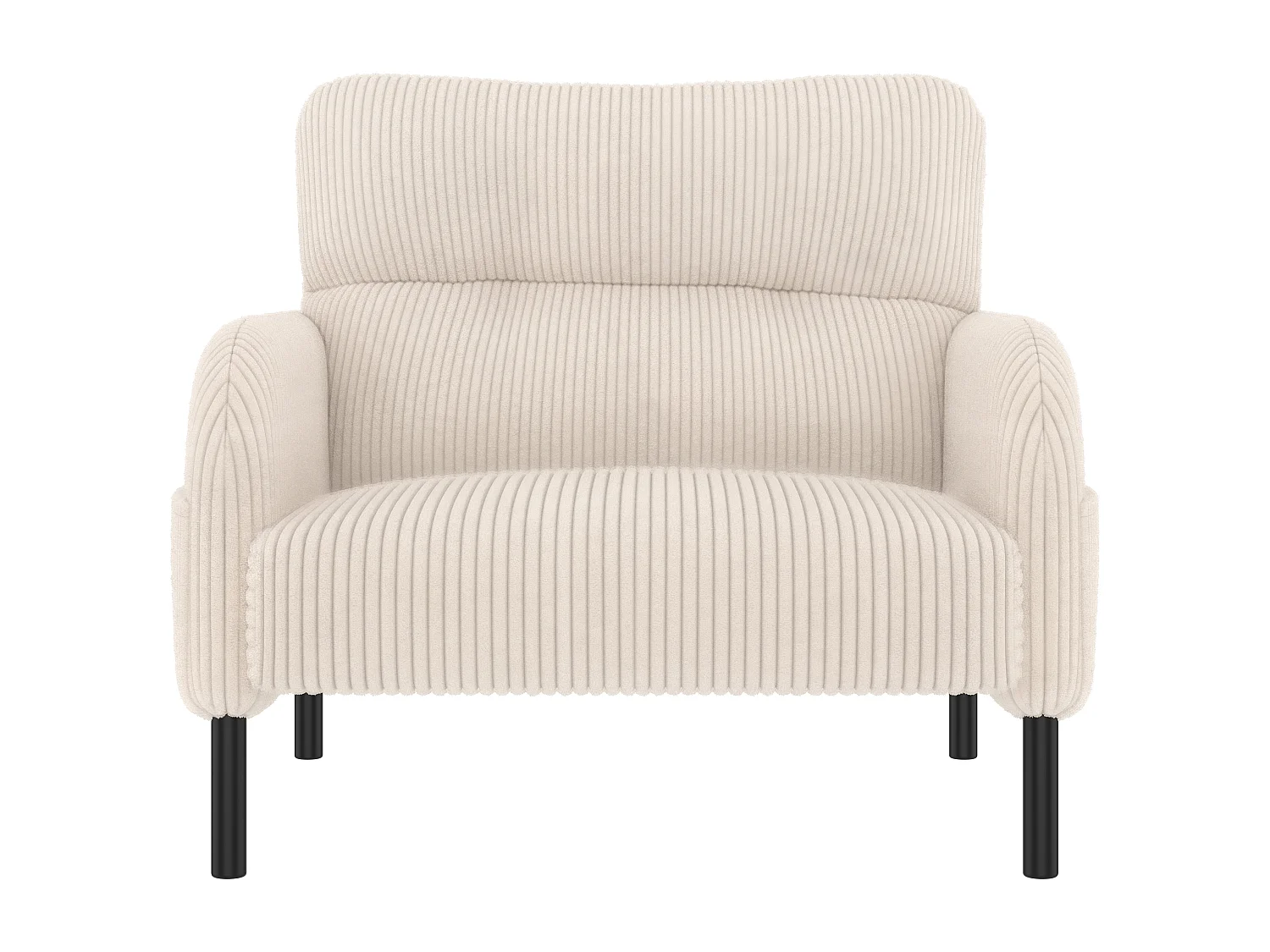 Sofá reto bege - Poltrona com braços e bolsos laterais - bombazine - para sala de estar e quarto