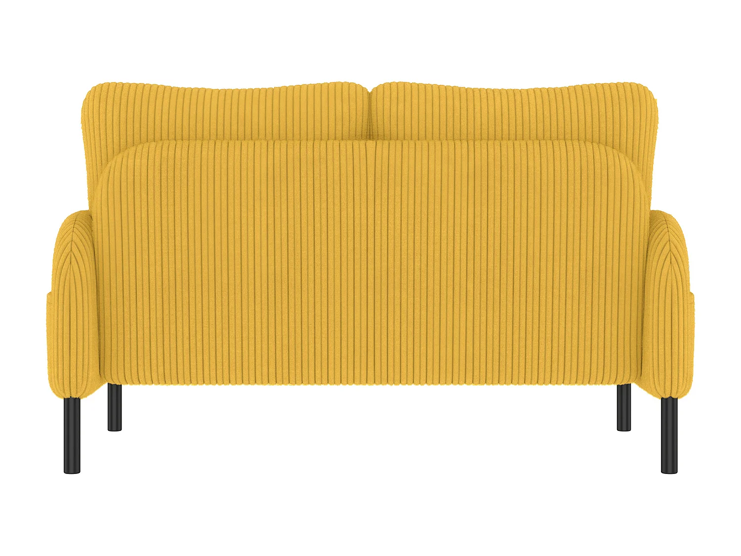Canapé droit jaune - Fauteuil avec dossier et poches latérales - velours côtelé - pour bureaux et salons