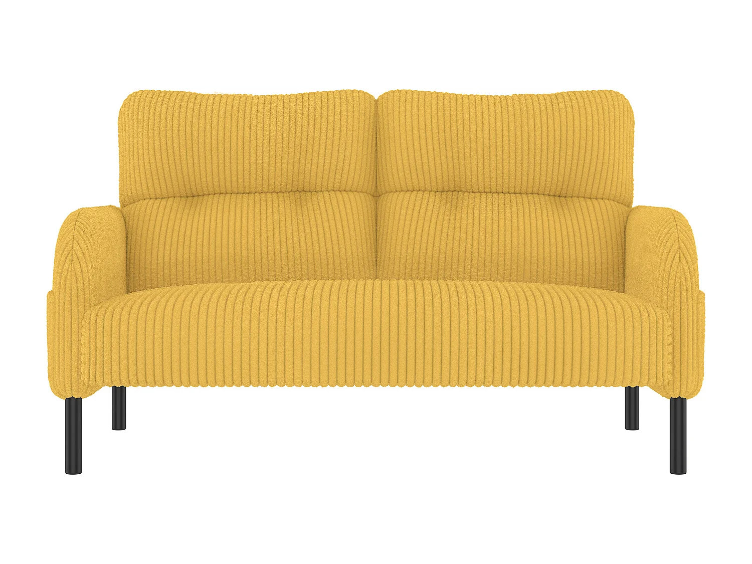 Canapé droit jaune - Fauteuil avec dossier et poches latérales - velours côtelé - pour bureaux et salons