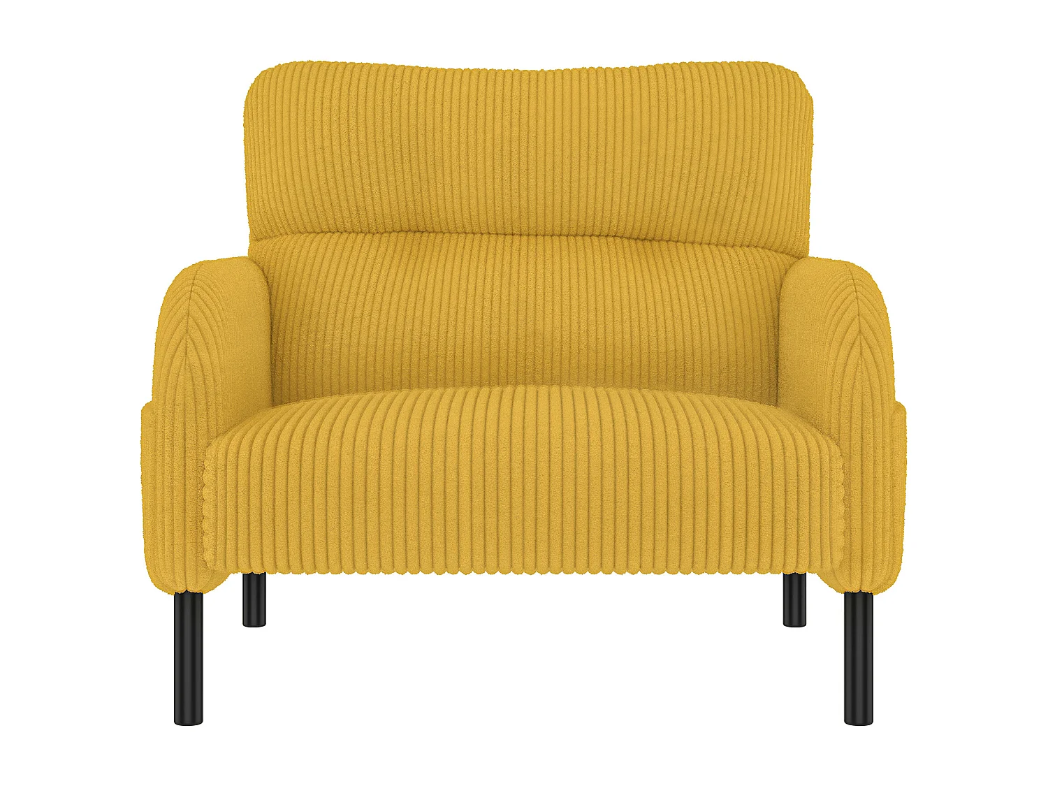 Żółta sofa prosta - Fotel z podłokietnikami i kieszeniami bocznymi - sztruks - do salonów i sypialni